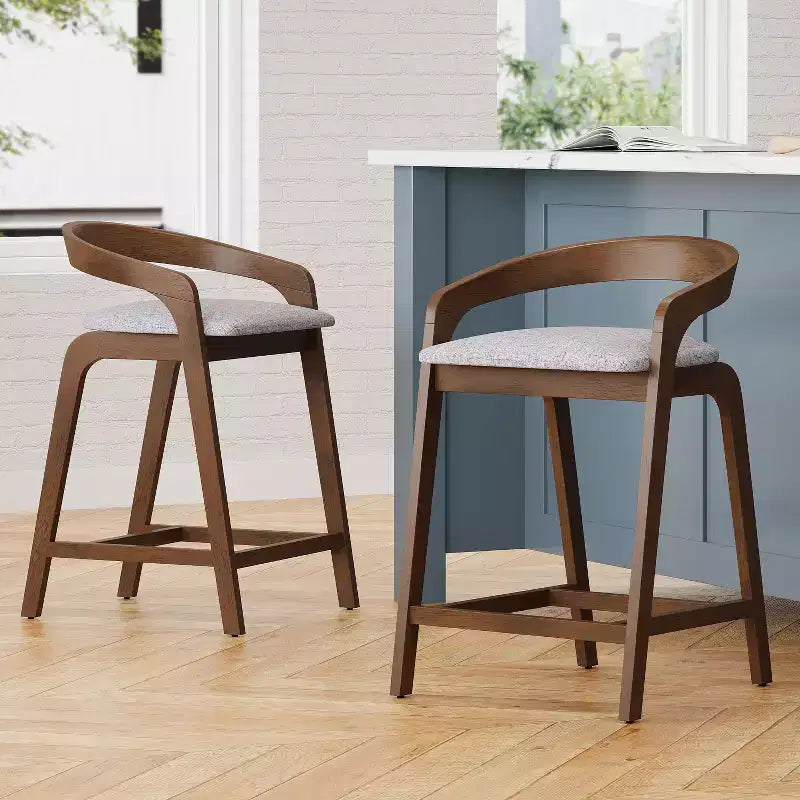 Tabourets de comptoir contemporains en bois d'hévéa de 25,25 po