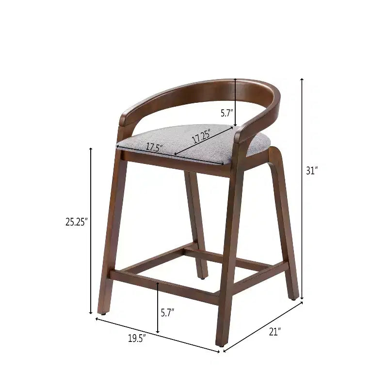 Tabourets de comptoir contemporains en bois d'hévéa de 25,25 po