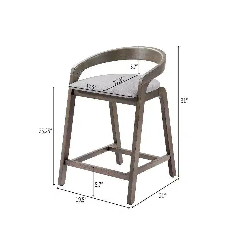 Tabourets de comptoir contemporains en bois d'hévéa de 25,25 po