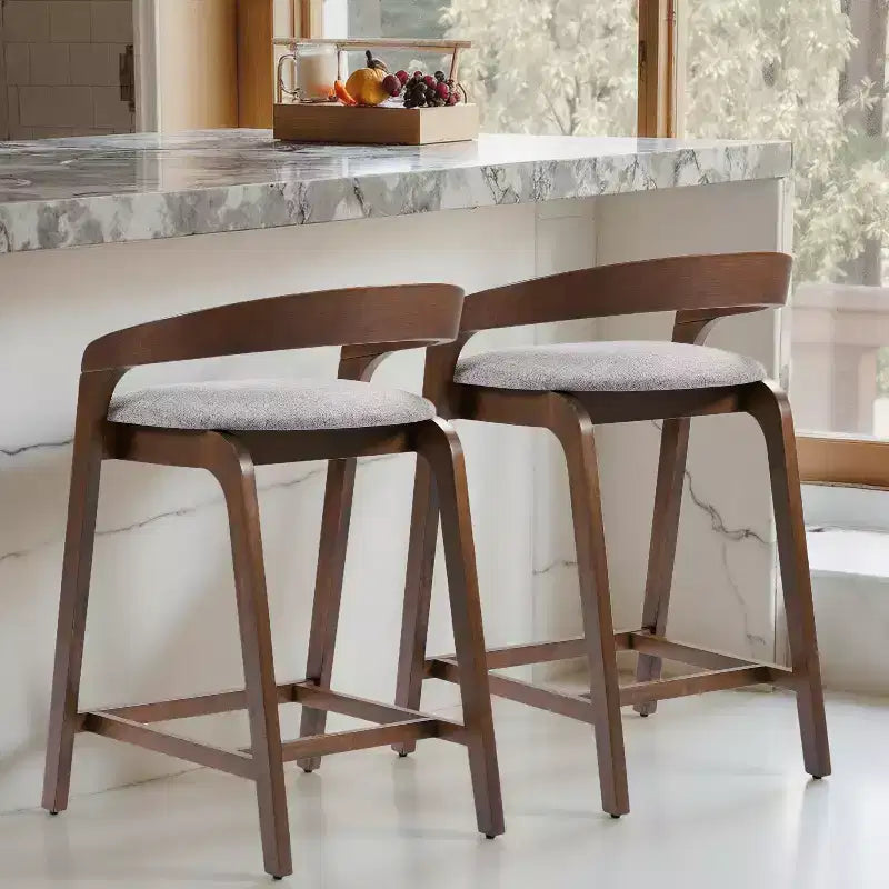 Tabourets de comptoir contemporains en bois d'hévéa de 25,25 po