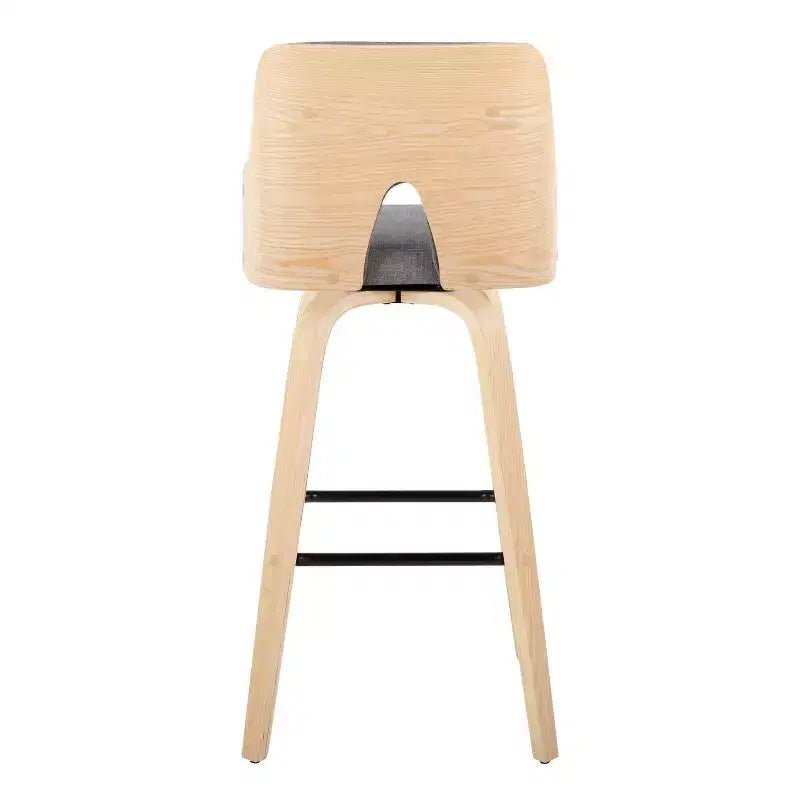 Tabourets de bar Naturel/Gris clair/Noir - Milieu de siècle moderne, Pivotant, Repose-pieds, Structure en bois