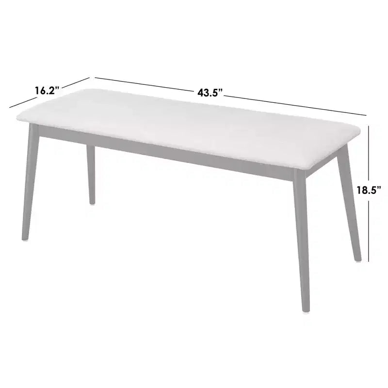 Banc Moderne du Milieu du Siècle, Rembourré, Noir/Gris : Milieu du siècle, Rembourré, Cadre en bois d'hévéa