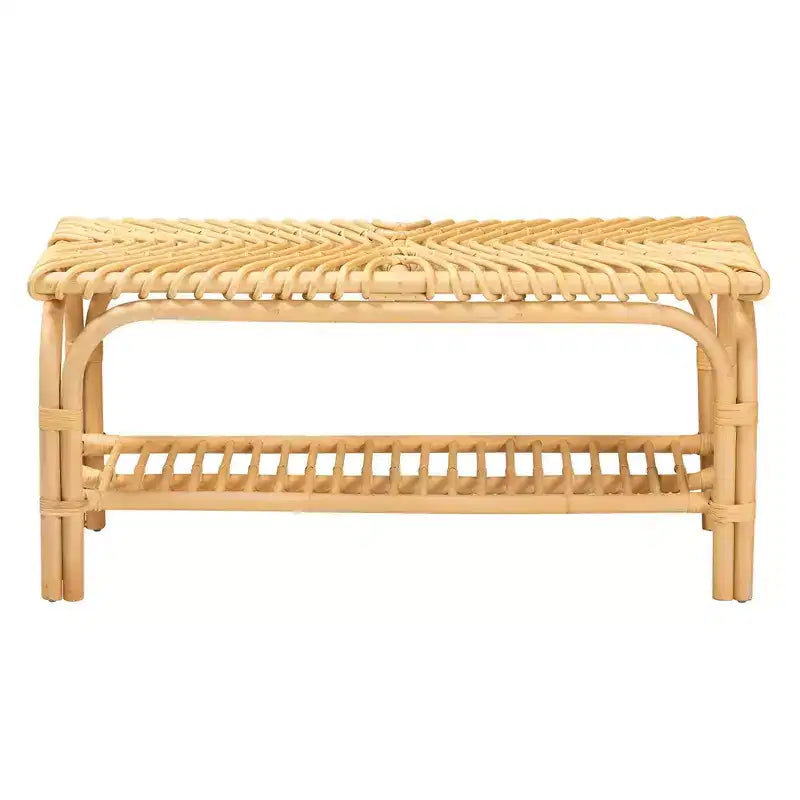Banc d'appoint en rotin marron naturel - Fait main, entrée, chambre, étagère de rangement