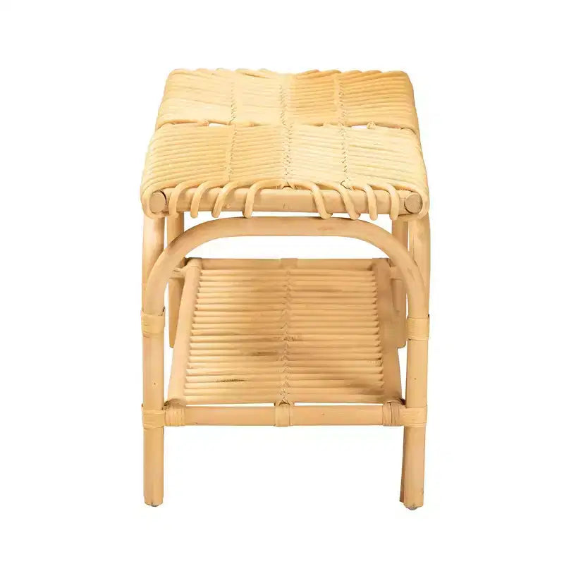 Banc d'appoint en rotin marron naturel - Fait main, entrée, chambre, étagère de rangement