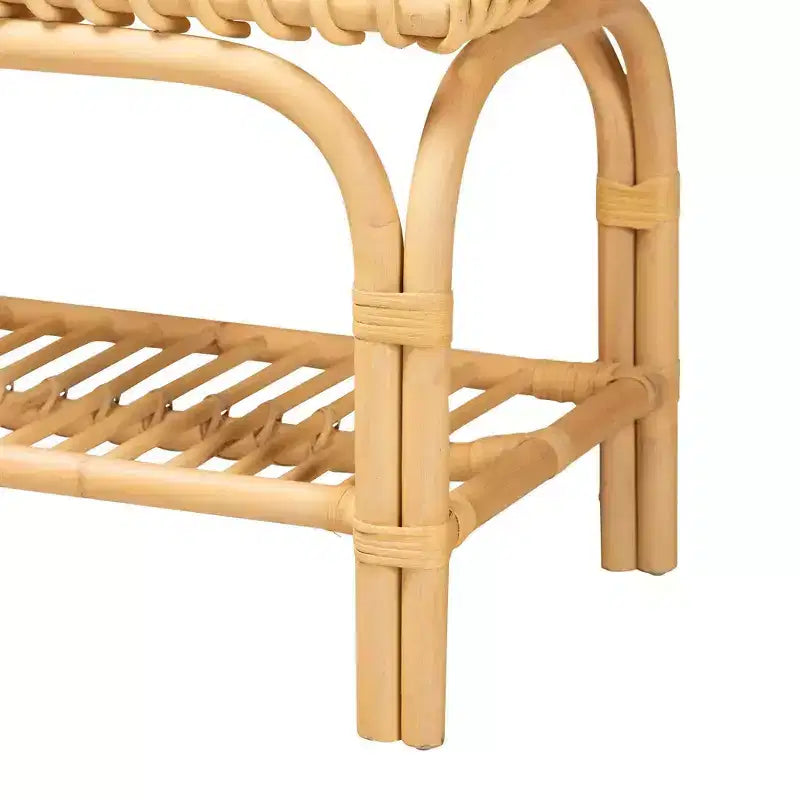 Banc d'appoint en rotin marron naturel - Fait main, entrée, chambre, étagère de rangement