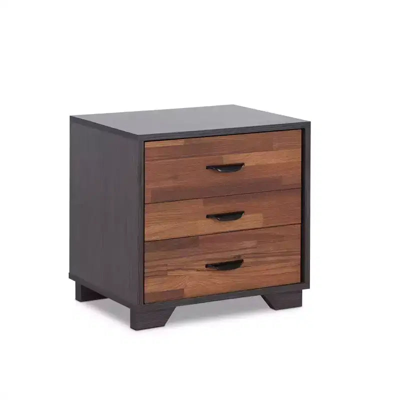 Table d'appoint 20" finition noyer/espresso : plateau rectangulaire en MDF, pieds en bois, rangement avec tiroir