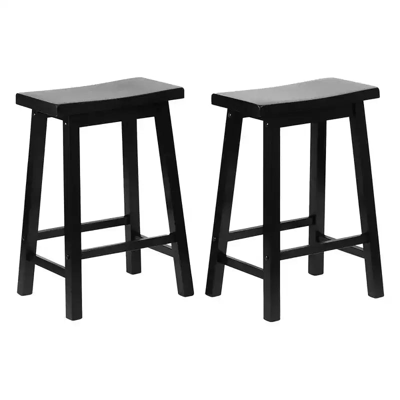 Tabourets de bar hauts classiques à 24 po avec siège selle pour maisons, salles à manger et bars, sans dossier, 4 pieds carrés, noirs ( )