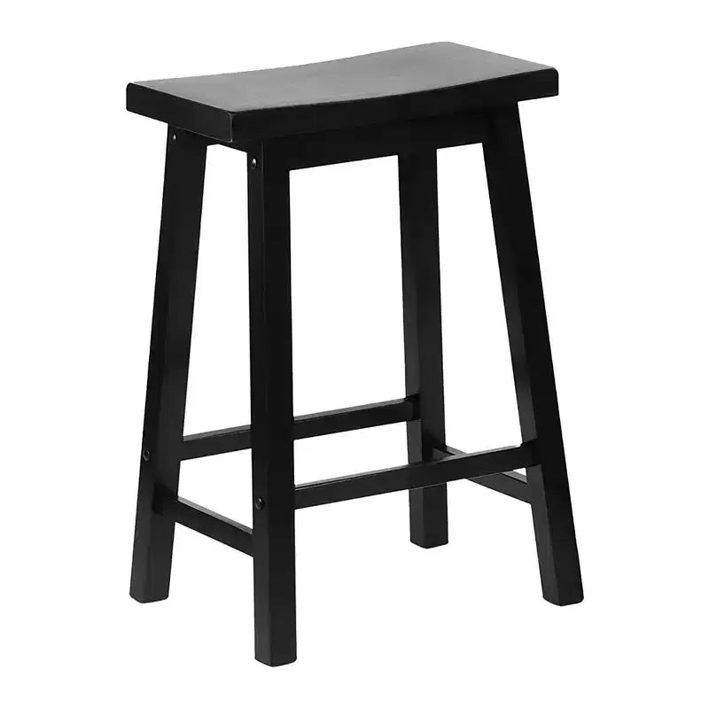 Tabourets de bar hauts classiques à 24 po avec siège selle pour maisons, salles à manger et bars, sans dossier, 4 pieds carrés, noirs ( )