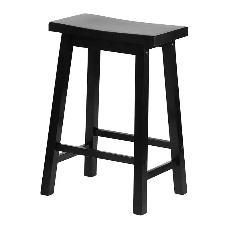 Tabourets de bar hauts classiques à 24 po avec siège selle pour maisons, salles à manger et bars, sans dossier, 4 pieds carrés, noirs ( )