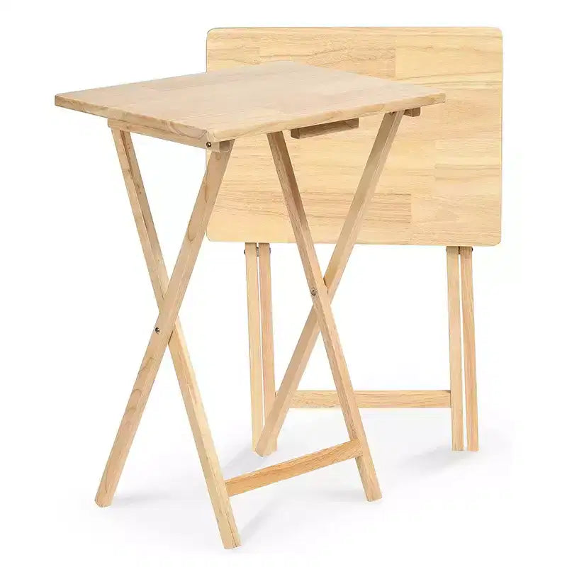 Table de plateau-repas pliable pour télévision, avec finition naturelle