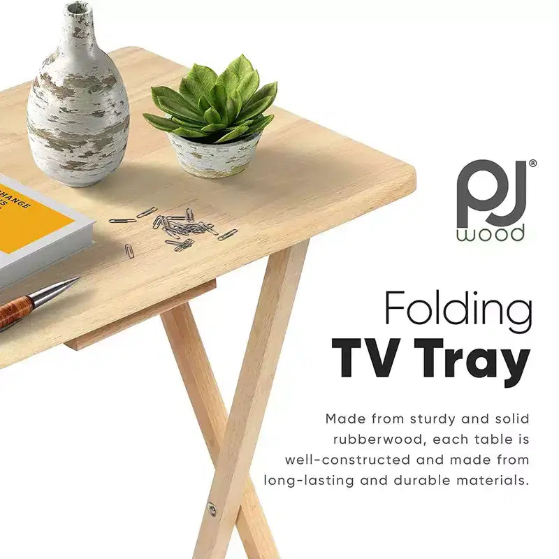 Table de plateau-repas pliable pour télévision, avec finition naturelle