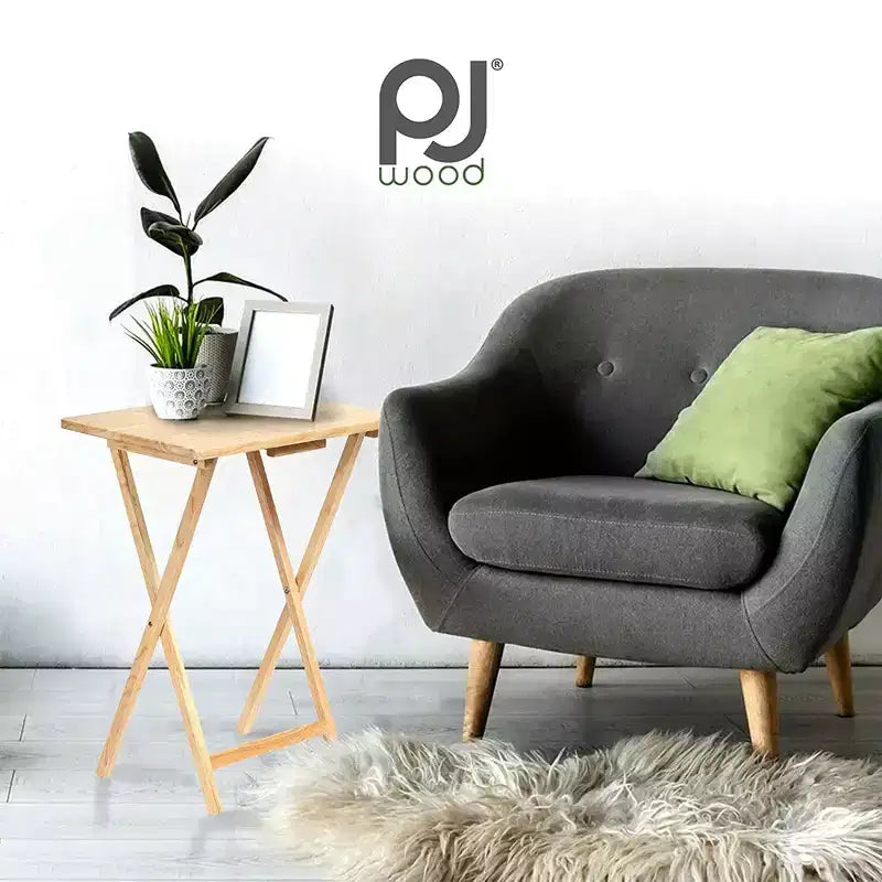 Table de plateau-repas pliable pour télévision, avec finition naturelle