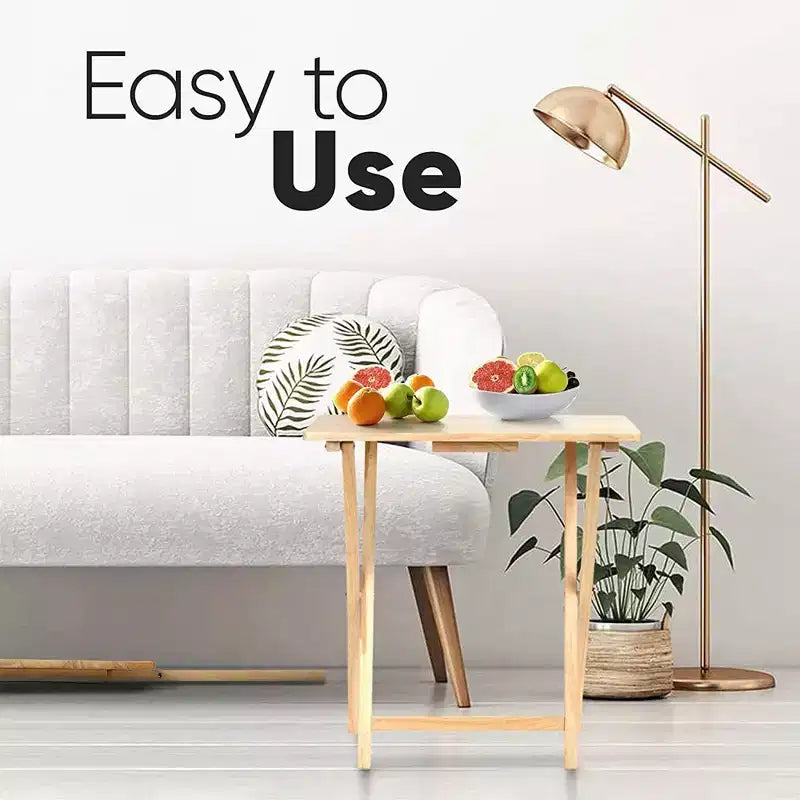 Table de plateau-repas pliable pour télévision, avec finition naturelle