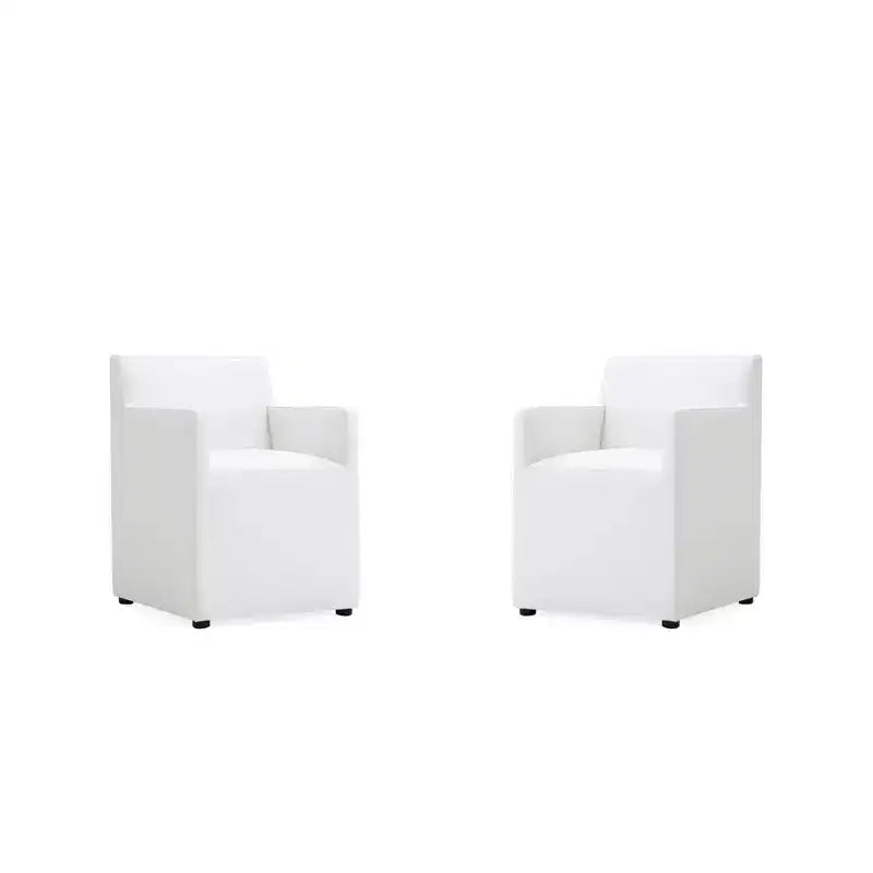 Chaises de salle à manger Anna Modern Square en similicuir avec accoudoirs