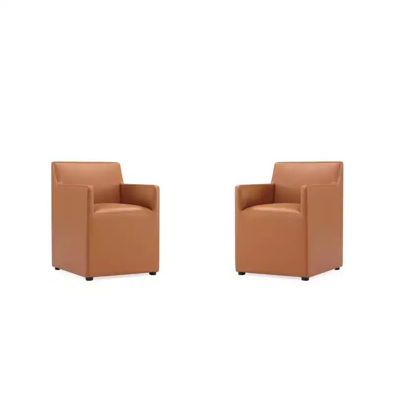 Chaises de salle à manger Anna Modern Square en similicuir avec accoudoirs