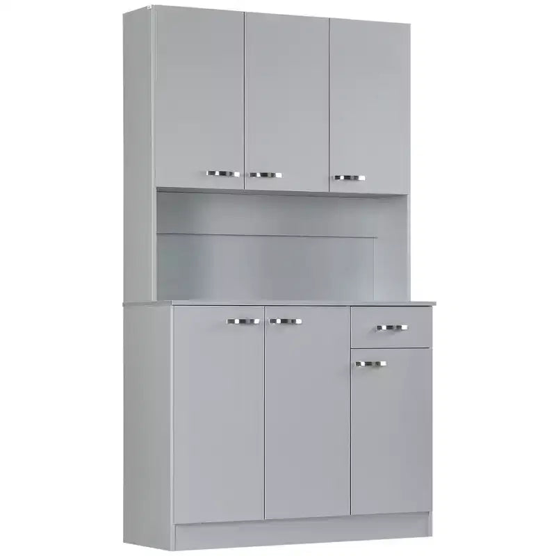 71 Buffet indépendant avec vaisselier, armoire de cuisine, placard avec 6 portes, 3 étagères réglables et 1 tiroir