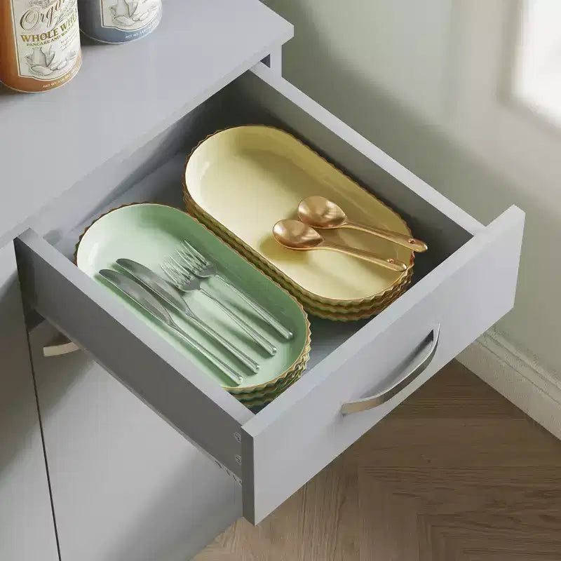 71 Buffet indépendant avec vaisselier, armoire de cuisine, placard avec 6 portes, 3 étagères réglables et 1 tiroir