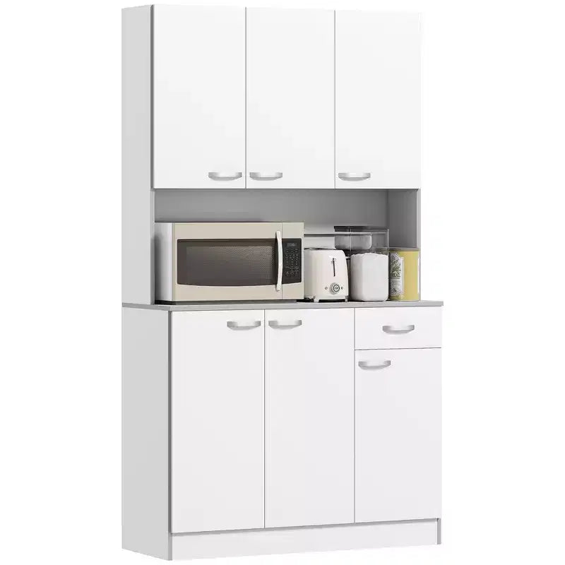 71 Buffet indépendant avec vaisselier, armoire de cuisine, placard avec 6 portes, 3 étagères réglables et 1 tiroir