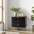 Commode 3 tiroirs de 32 po pour chambre à coucher avec espace de rangement - NOIR