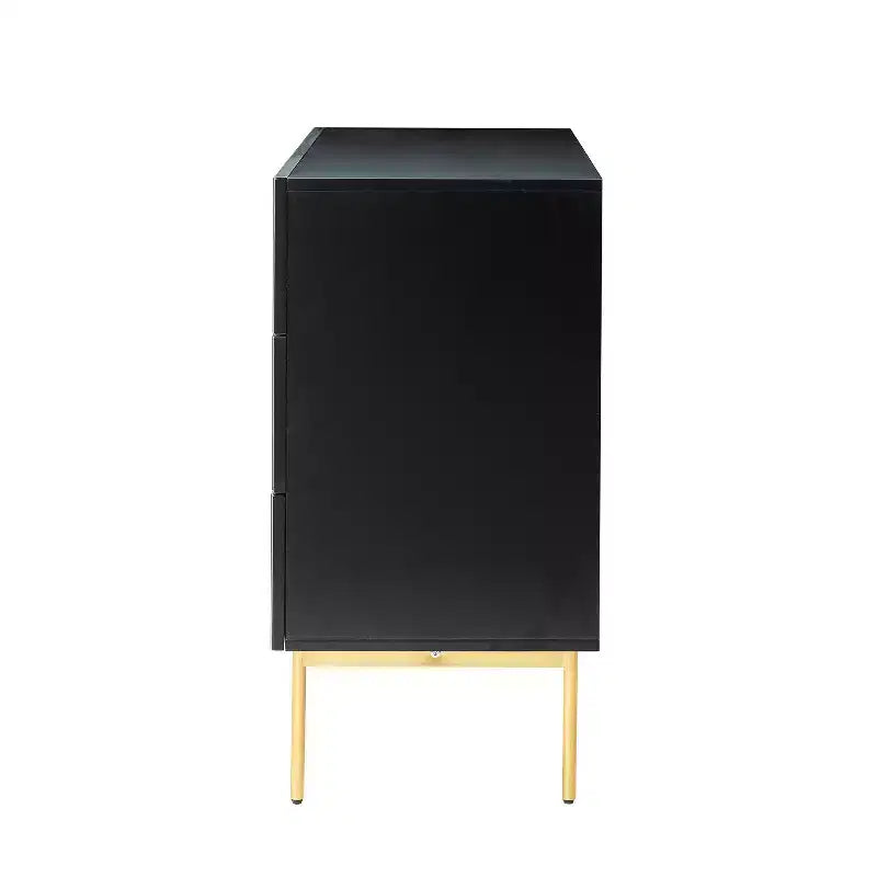 Commode 3 tiroirs de 32 po pour chambre à coucher avec espace de rangement - NOIR