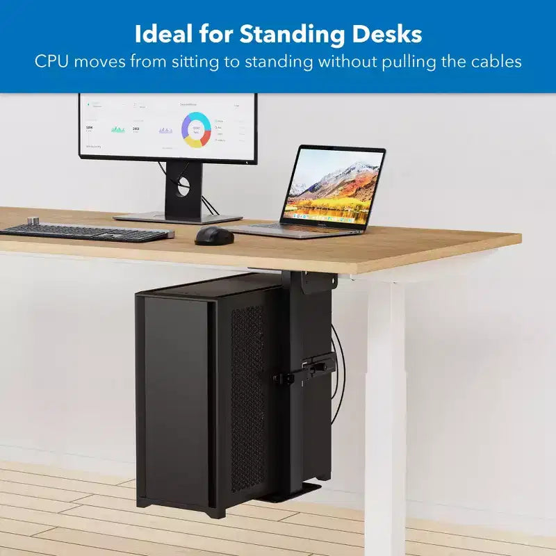 Support d'unité centrale rotatif haute résistance | Support d'unité centrale réglable en hauteur et en largeur pour installation sous le bureau et au mur | Capacité de charge de 20 kg