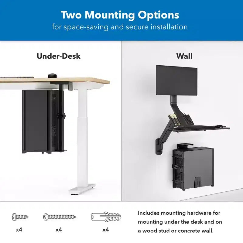 Support d'unité centrale rotatif haute résistance | Support d'unité centrale réglable en hauteur et en largeur pour installation sous le bureau et au mur | Capacité de charge de 20 kg
