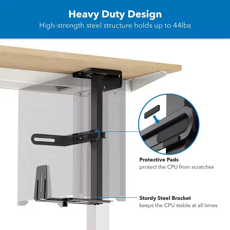 Support d'unité centrale rotatif haute résistance | Support d'unité centrale réglable en hauteur et en largeur pour installation sous le bureau et au mur | Capacité de charge de 20 kg