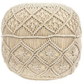 Northlight 18 Solid Cream Macrame Round Handmade Natural Cotton Pouf Ottoman