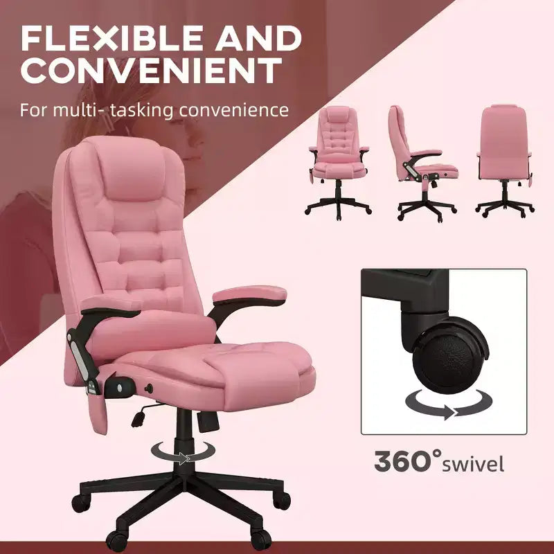 Fauteuil de bureau massant à dossier haut, inclinable et chauffant avec télécommande