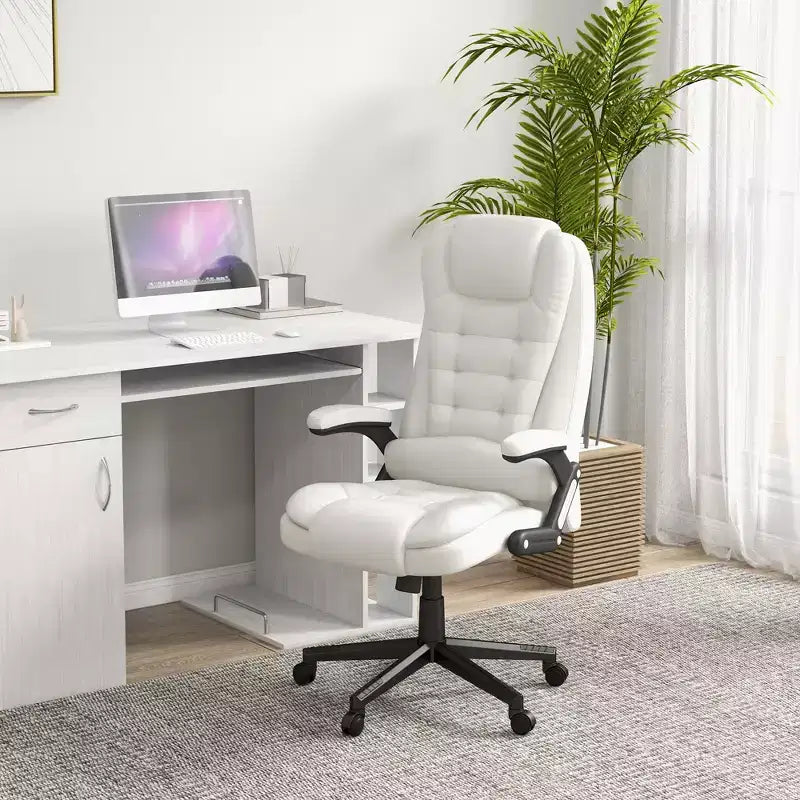 Fauteuil de bureau massant à dossier haut, inclinable et chauffant avec télécommande