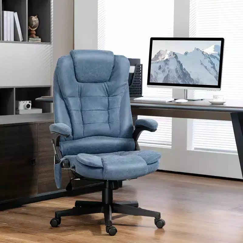 Fauteuil de bureau massant à dossier haut, inclinable et chauffant avec télécommande