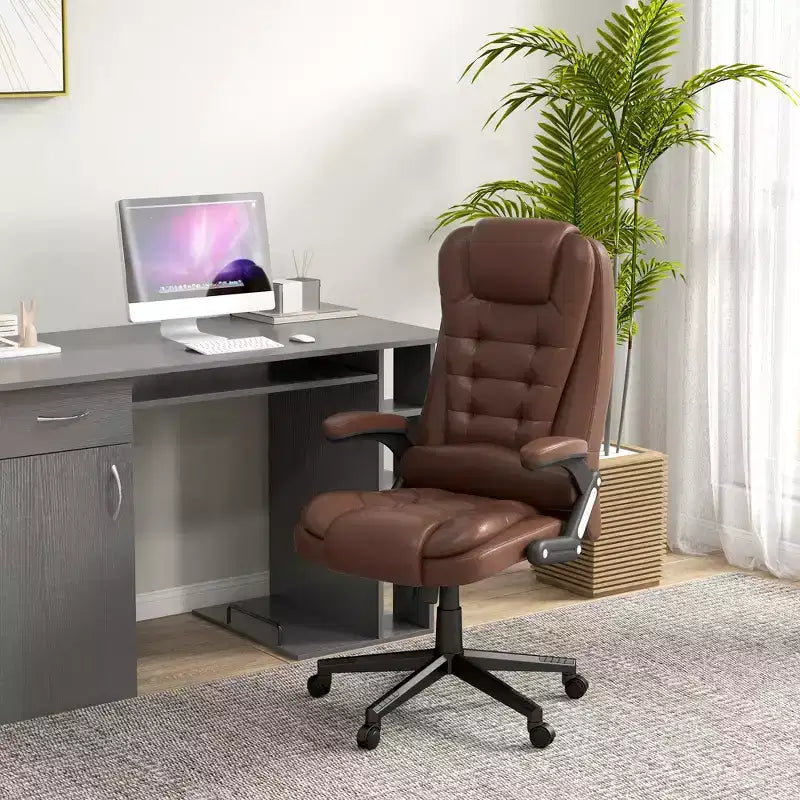 Fauteuil de bureau massant à dossier haut, inclinable et chauffant avec télécommande