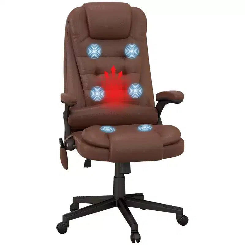 Fauteuil de bureau massant à dossier haut, inclinable et chauffant avec télécommande
