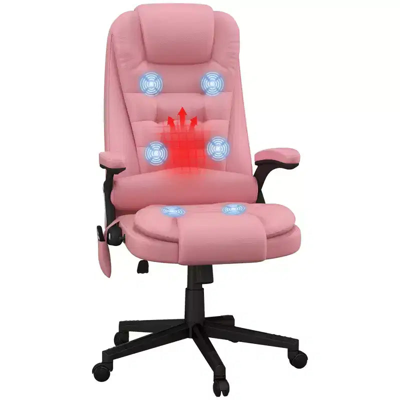 Fauteuil de bureau massant à dossier haut, inclinable et chauffant avec télécommande