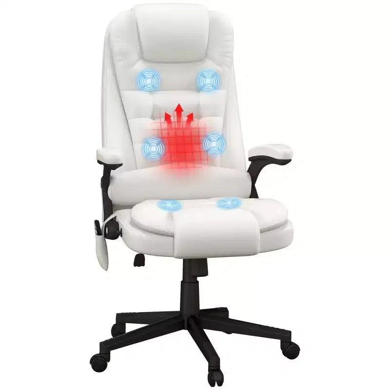 Fauteuil de bureau massant à dossier haut, inclinable et chauffant avec télécommande