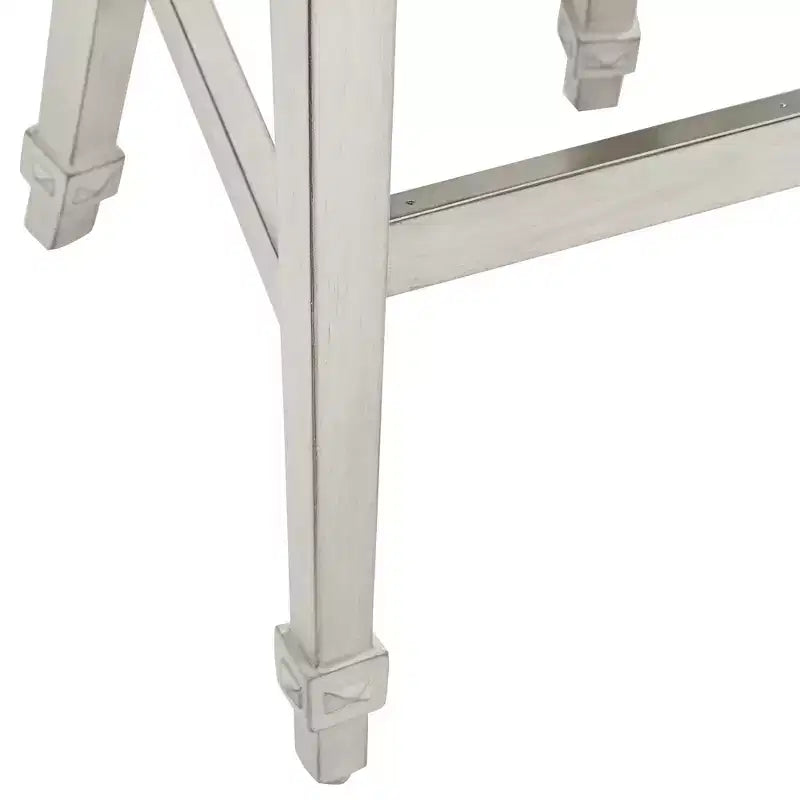 Tabouret de Bar en Bois Crème Vanille 79 cm de Haut Style Rétro Vintage Français avec Coussin Amande, Dossier et Repose-Pieds pour Îlot ou Comptoir de Cuisine