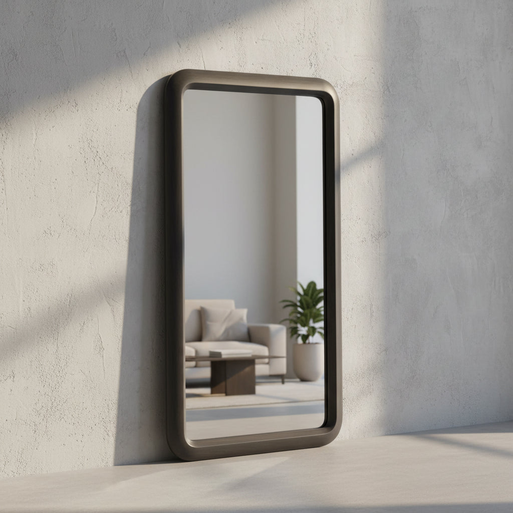 Kate and Laurel Pao Framed Wood Wall Mirror, 17x32, Gray