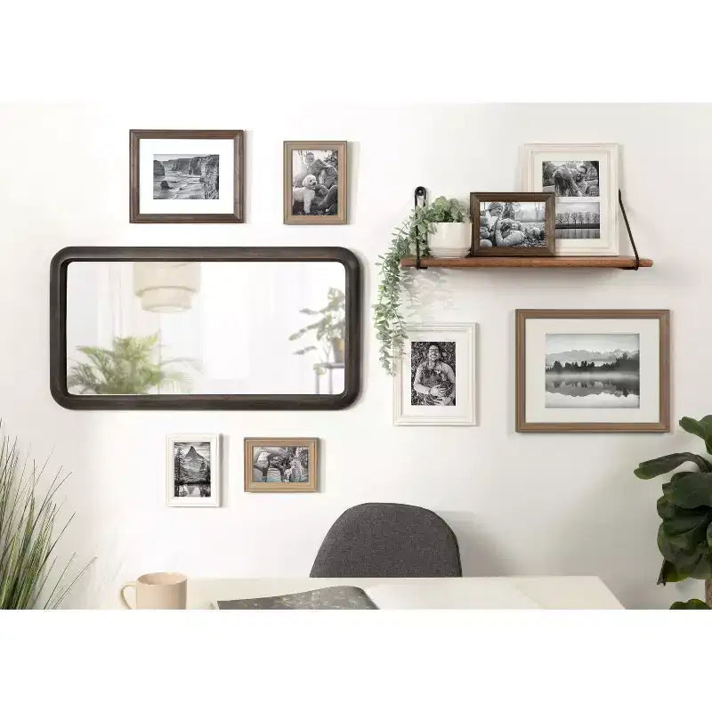 Miroir mural en bois encadré, 17x32, gris