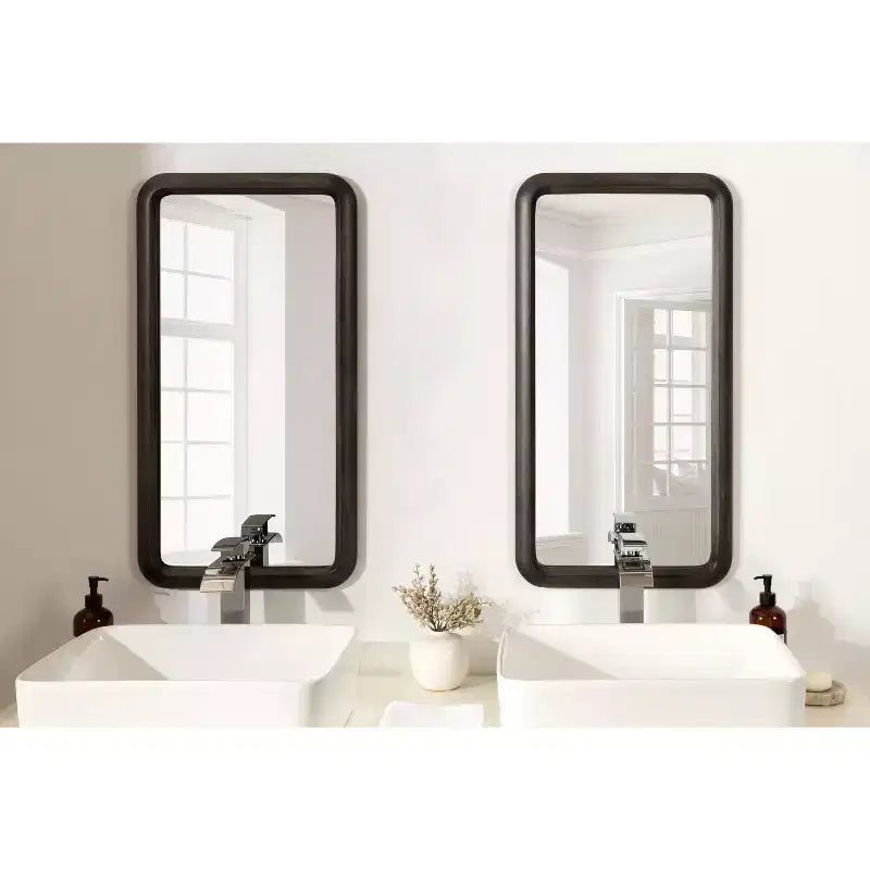 Miroir mural en bois encadré, 17x32, gris