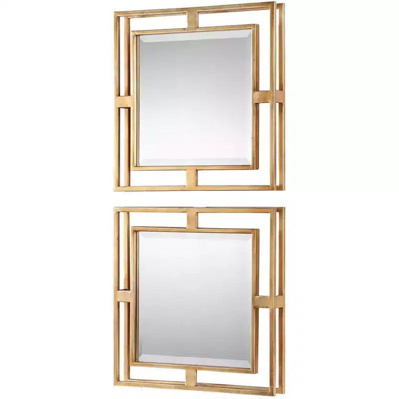 Miroir mural carré 18" feuille d'or vieilli