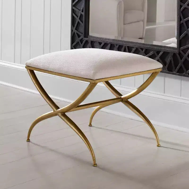 Banc étroit en tissu blanc de 23 1/2 po de large