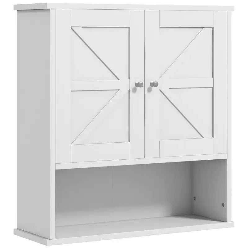 Armoire murale de salle de bain, armoire à pharmacie de style rustique avec étagère ouverte et étagère réglable, meuble de rangement pour buanderie