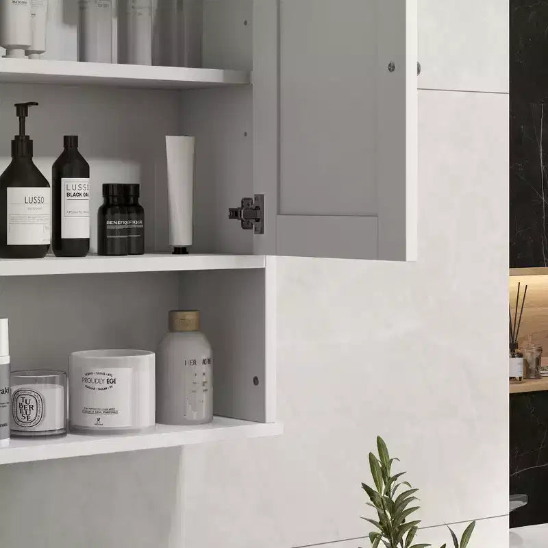 Armoire murale de salle de bain, armoire à pharmacie de style rustique avec étagère ouverte et étagère réglable, meuble de rangement pour buanderie
