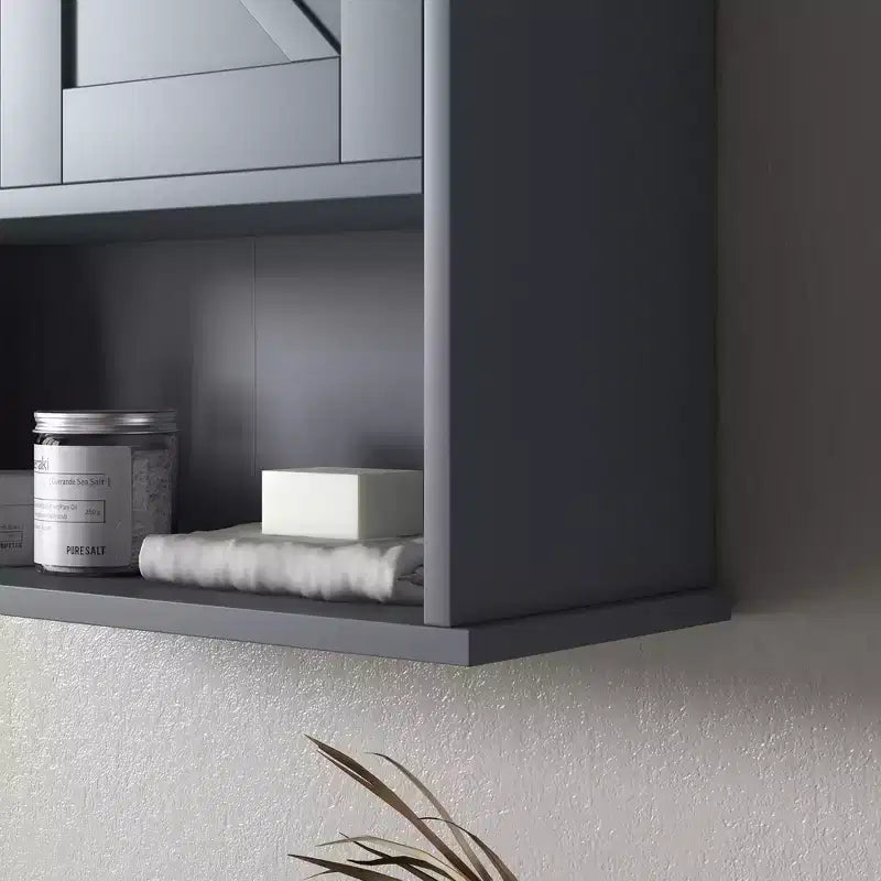 Armoire murale de salle de bain, armoire à pharmacie de style rustique avec étagère ouverte et étagère réglable, meuble de rangement pour buanderie