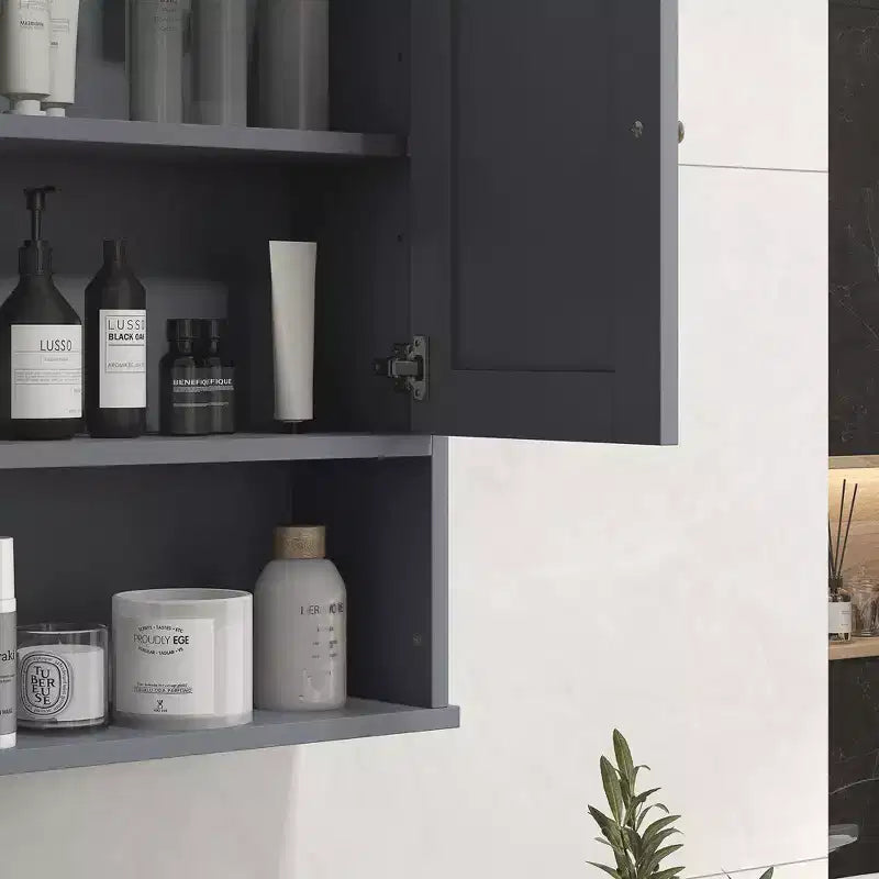 Armoire murale de salle de bain, armoire à pharmacie de style rustique avec étagère ouverte et étagère réglable, meuble de rangement pour buanderie