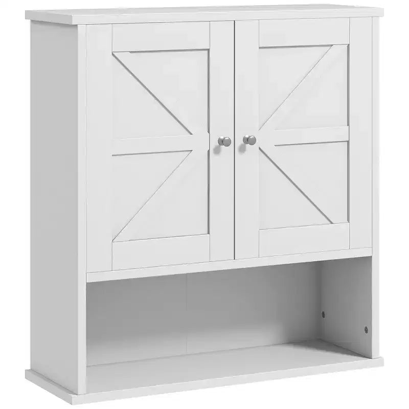 Armoire murale de salle de bain, armoire à pharmacie de style rustique avec étagère ouverte et étagère réglable, meuble de rangement pour buanderie