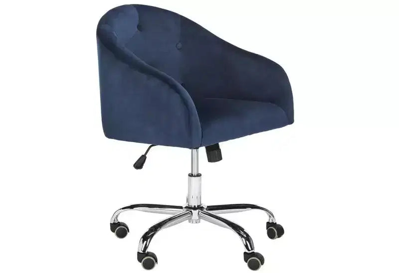 Chaise de bureau pivotante capitonnée - Réglable en hauteur bleu marine/chromé