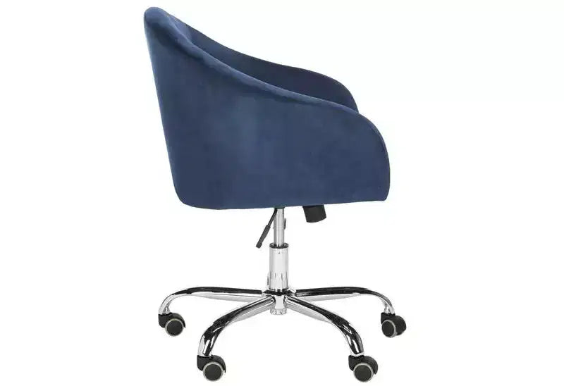 Chaise de bureau pivotante capitonnée - Réglable en hauteur bleu marine/chromé