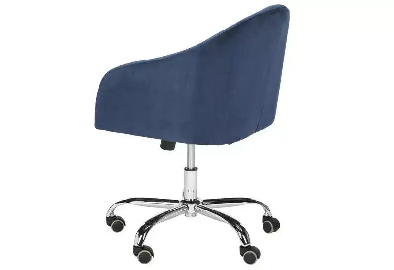 Chaise de bureau pivotante capitonnée - Réglable en hauteur bleu marine/chromé