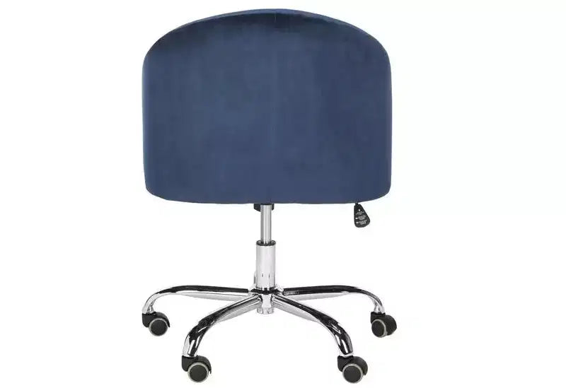 Chaise de bureau pivotante capitonnée - Réglable en hauteur bleu marine/chromé